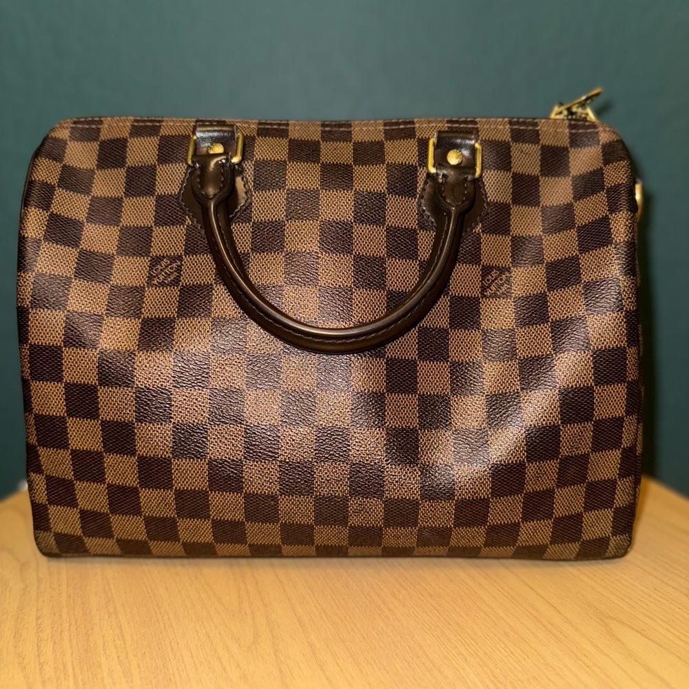 AUTHENTIC: Louis Vuitton Speedy Bandouliere 30 Damier Ebene